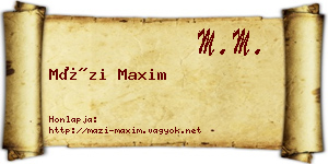 Mázi Maxim névjegykártya